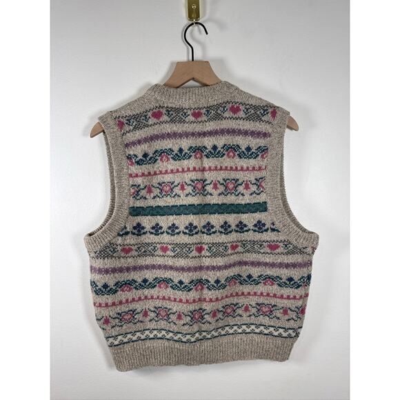 Eddie Bauer VINTAGE Fair Isle Heritage Wool Knit Vest, Large - Picture 4 of 7